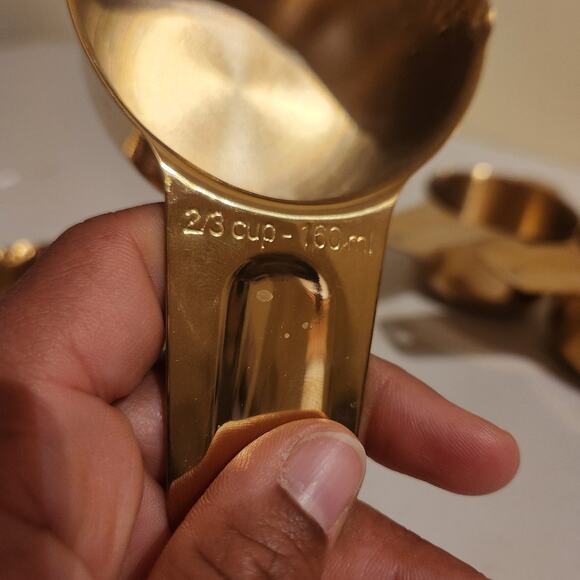 Measuring Cups Gold Tone Set Of 8 For Baking Cooking Kitchenware - Picture 11 of 13